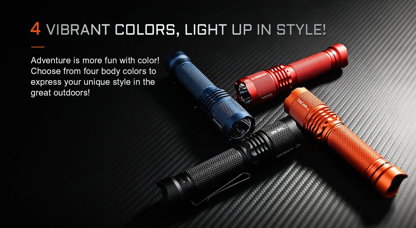 Acebeam TAC AA 2.0 Black (TacAA-2.0-Black) official Acebeam product photo – 14500 USB-C / AA dual fuel EDC flashlight