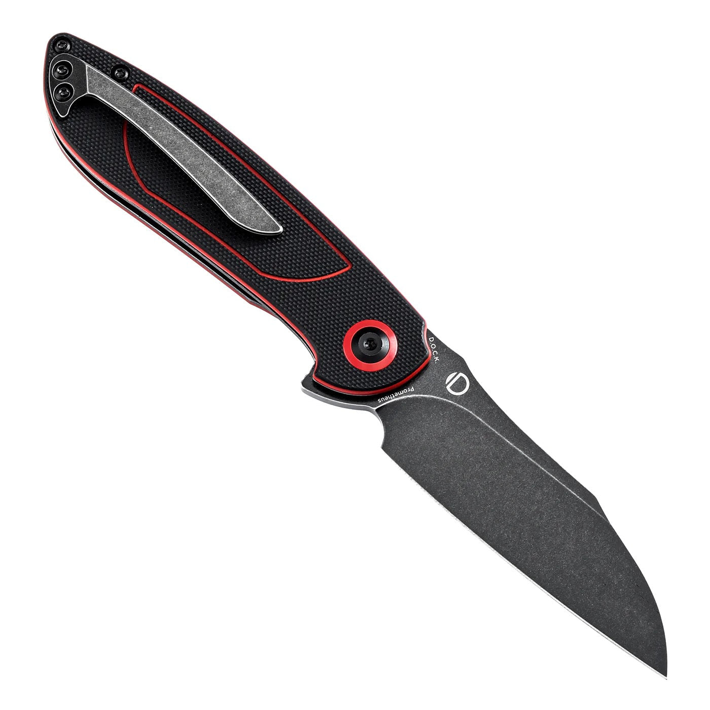 Kansept Prometheus  3.29in Blackwash 14C28N Black and Red G10 T1040A1
