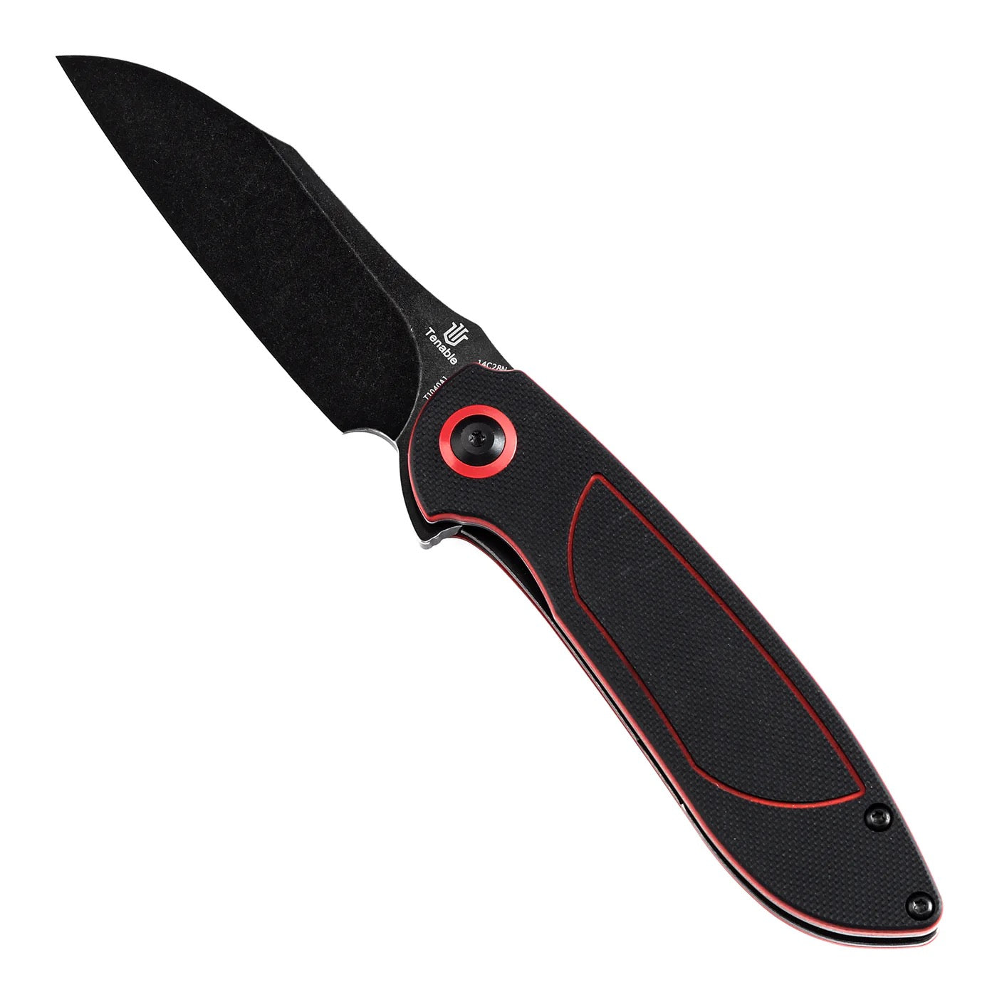 Kansept Prometheus  3.29in Blackwash 14C28N Black and Red G10 T1040A1