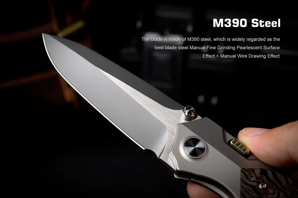 REMETTE RT-Meteor 2.99in M390 Blade Titanium + Copper Infused Carbon Fiber Handle RTPT-D