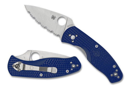 Spyderco Persistence FRN Blue Handles Serrated S35VN Steel Pocket Knife C136SBL