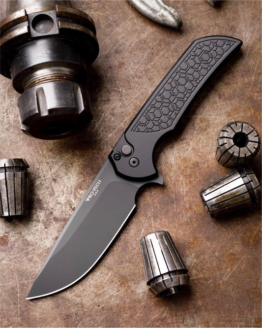 Pro-Tech Mordax Folding Knife Gridlock Textured Handles DLC Black Magnacut Blade