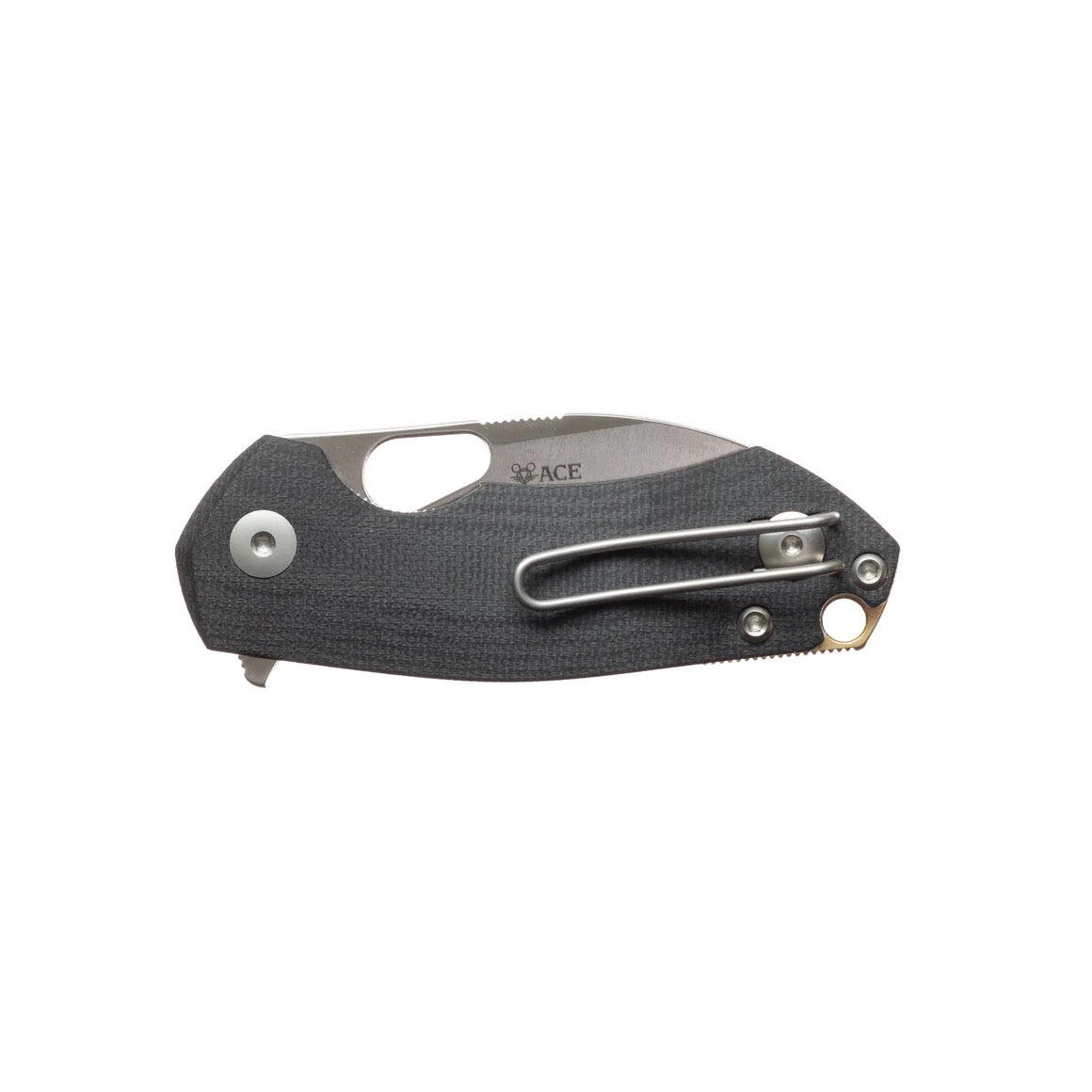Giant Mouse ACE Riv LL Folding Knife 2.44in Magnacut Blade Double Black Canvas Micarta Handles