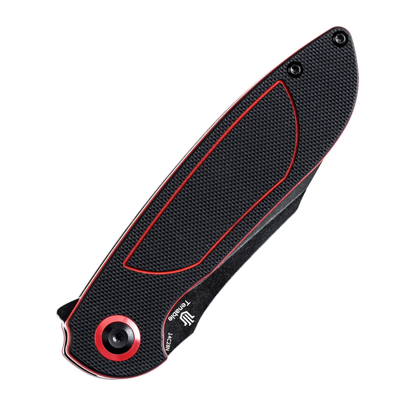 Kansept Prometheus  3.29in Blackwash 14C28N Black and Red G10 T1040A1