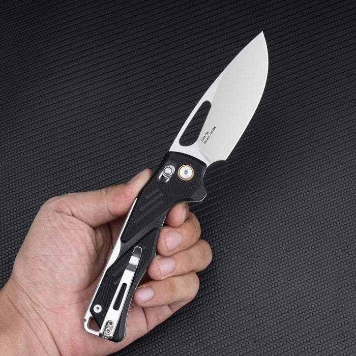 SRM Mirage 239X-GB Folding Knife 3.62in Sandvik14C28N Steel Black G10 Handles