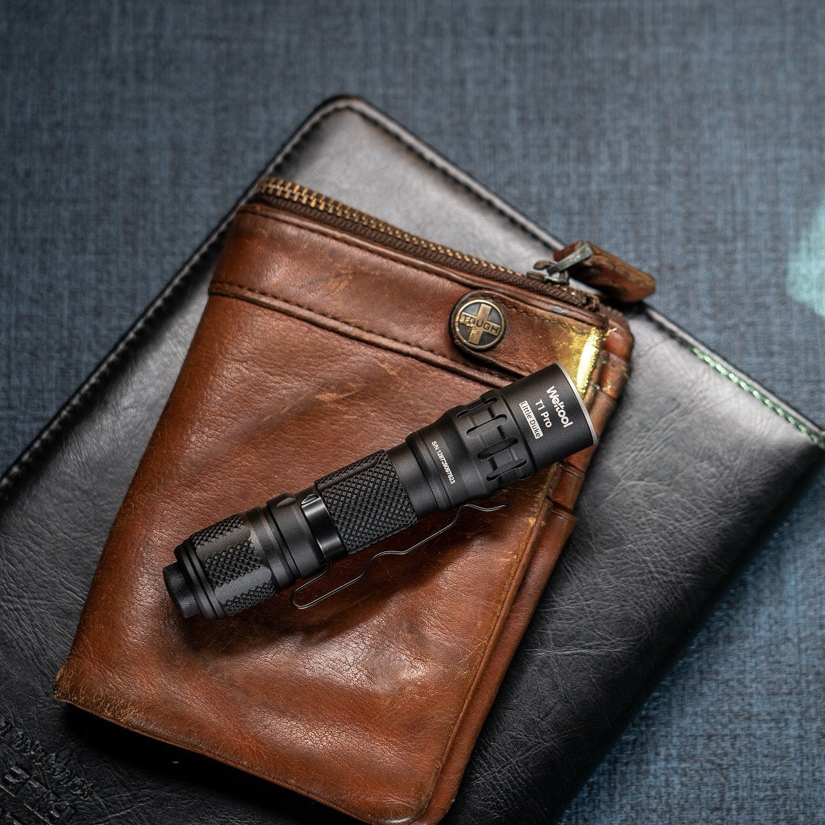 Weltool T1 Pro V3 mini flashlight size comparison in hand
