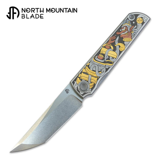 North Mountain Blade CHOP-Tengu-SamuraiCat front view folding knife