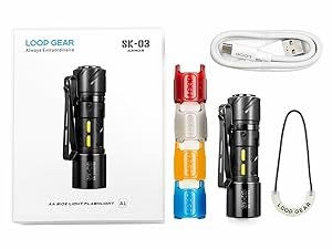 Loop Gear SK03 Stainless Steel 1000 Lumen Everyday Carry LED Flashlight USB-C Rechargeable 14500 Battery