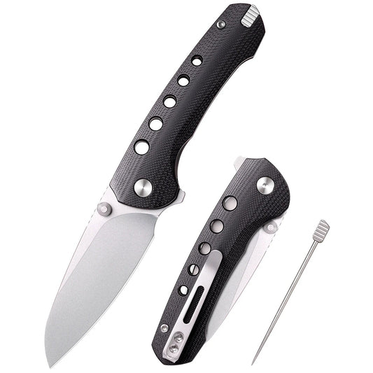 Remette RT-BEE Knife â€“ 2.8" 14C28N Drop Point Blade, Black G10 Handle, Ceramic Ball Bearing Pivot