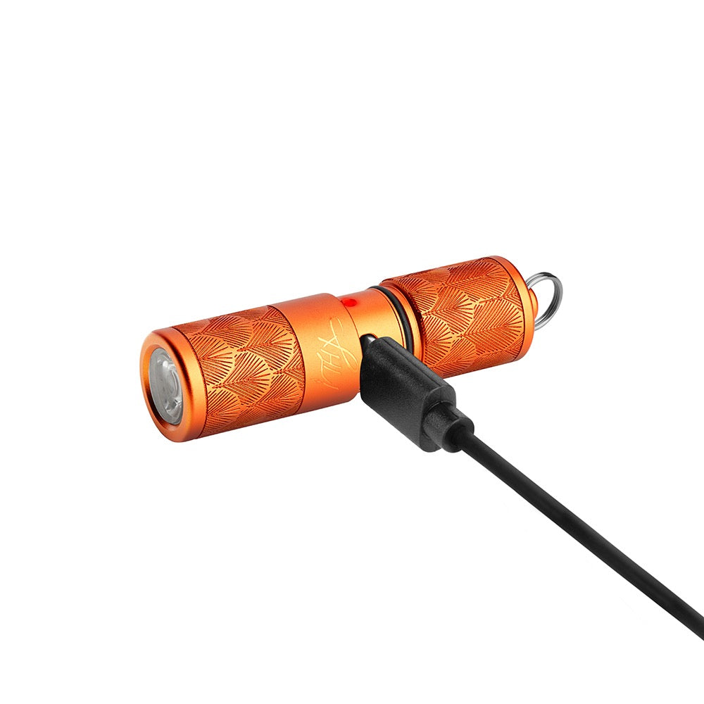 Olight iTHX 180 Lumen Rechargeable Keychain EDC Flashlight - Orange Feathers