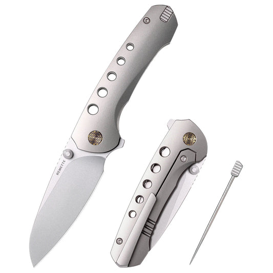 Remette RT‑Bee Titanium M390 – 2.8″ M390 EDC Flipper with Titanium Handle & Built-In Toothpick