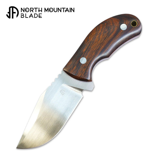 North Mountain Blade RaccoonSkinner-DesertIronwood front view fixed blade knife