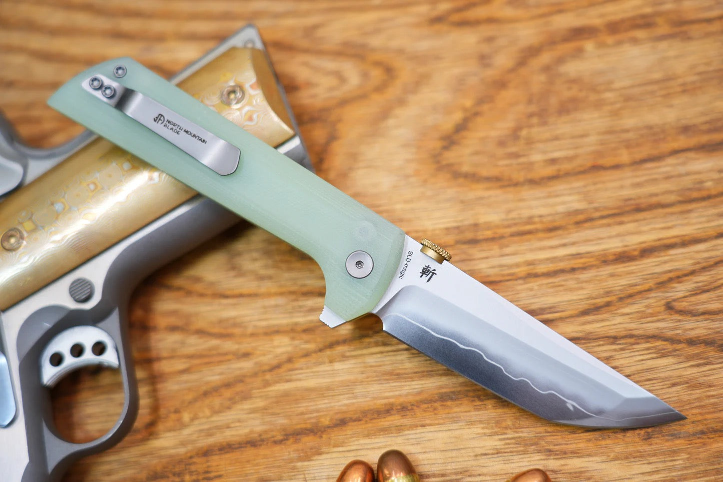 North Mountain Blade Chop 2 – SLD-Magic Jade G10 Knife | .45 Thumb Disc & Button Lock (2406JD)