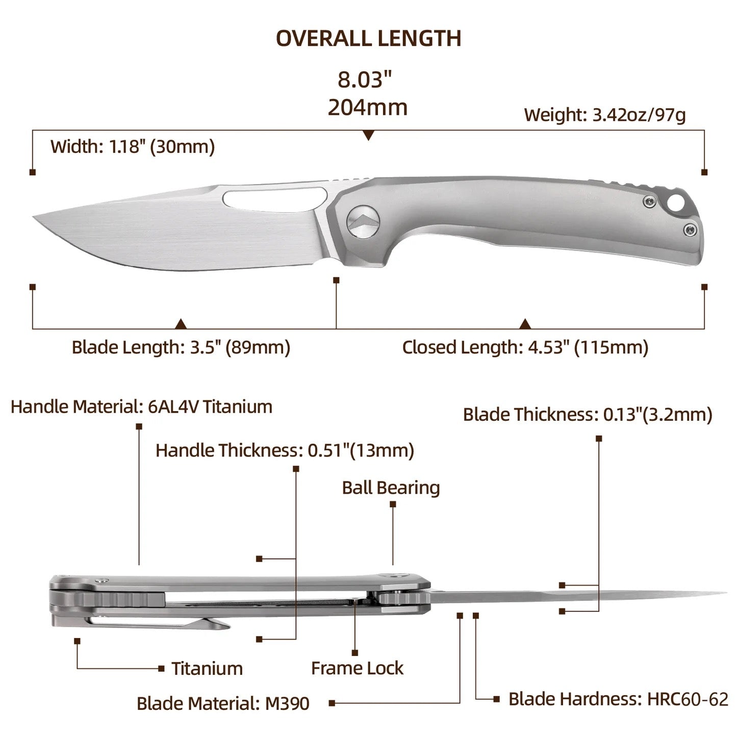FerraMonster FERROX FM23006-A – 3.5" M390 Frame Lock Flipper Knife