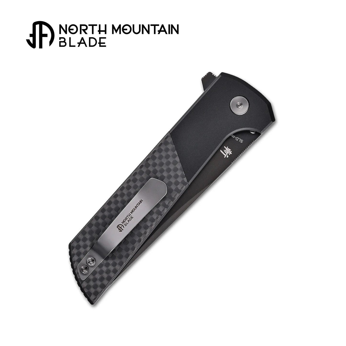 North Mountain Blade 2407-CF-DLC Chop 2 3.5" Tanto Button Lock Folding Knife Black Anodized Aluminum & Carbon Fiber
