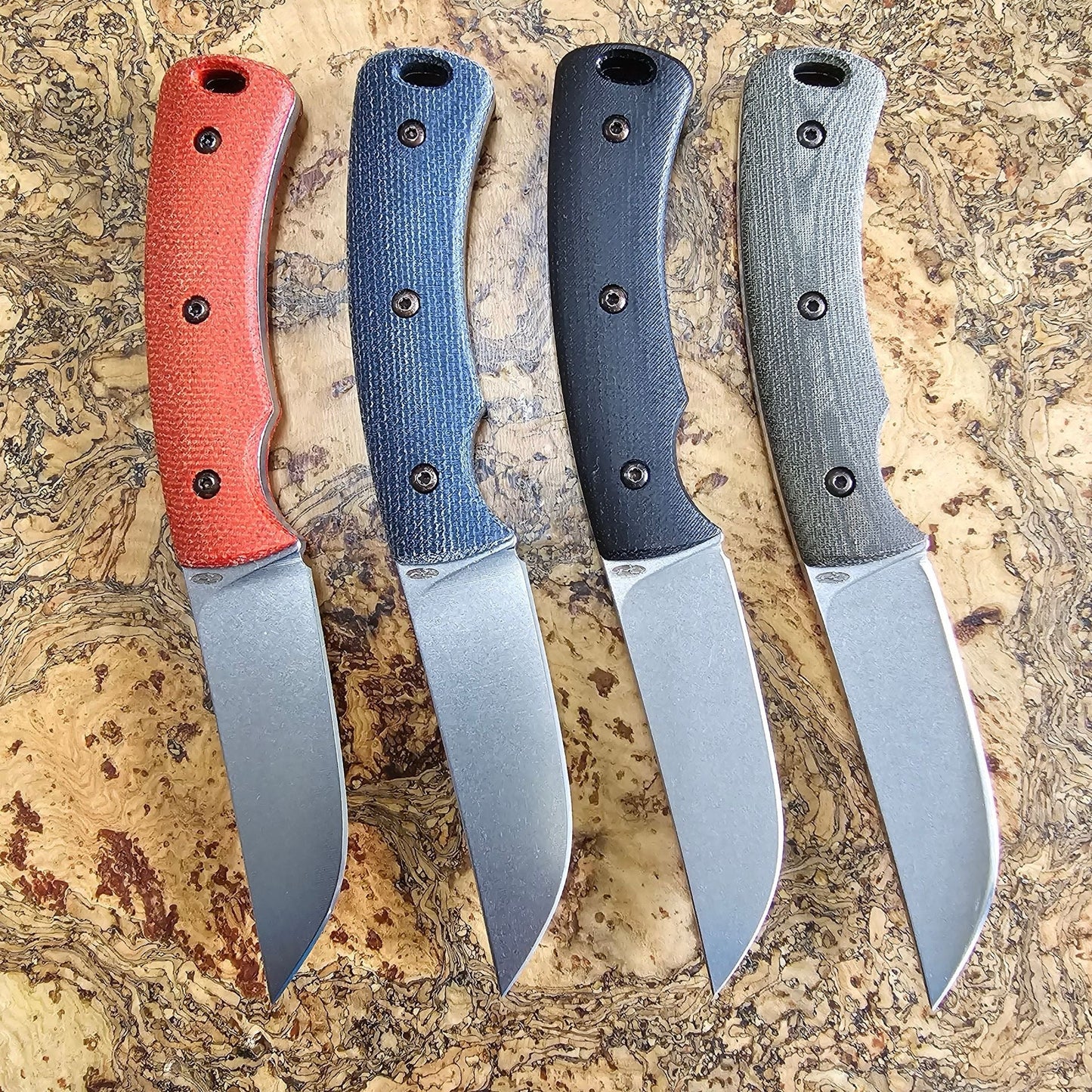 TRM Tagalong Fixed Blade – PSB-27 2.44″ Stonewash Drop‑Point, Black Micarta & Leather Sheath