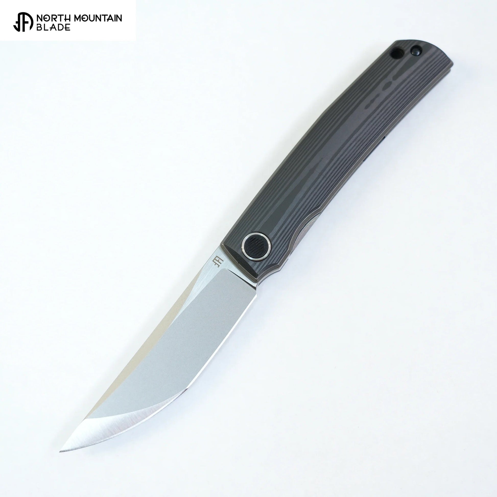 North Mountain Blade HIGO-Satin-CF/TI front view folding knife