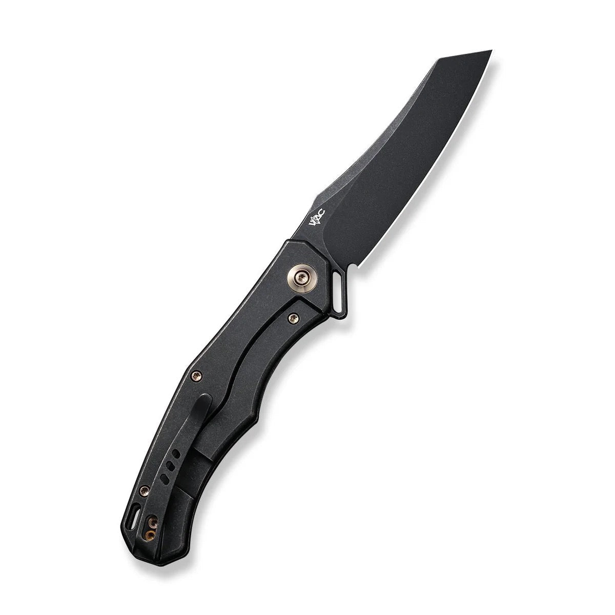 WE Knife RekkeR 3.61in CPM 20CV Reverse Tanto Blade Black Textured Titanium Handles (WE22010G-1)