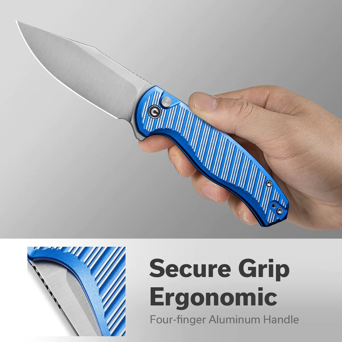 Civivi Stormhowl Folding Knife 3.3in Nitro-V Steel Blade Milled Blue Aluminum Handles - C23040B-2