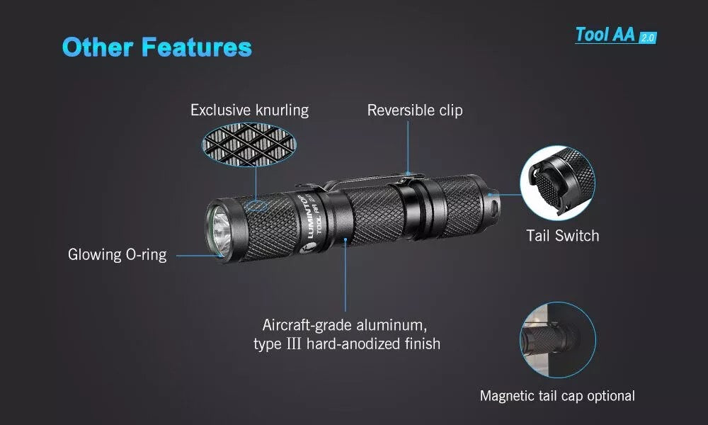 Lumintop Tool AA 2.0 650 Lumen Pocket Sized EDC Flashlight USB-C Rechargeable 14500 Battery Included