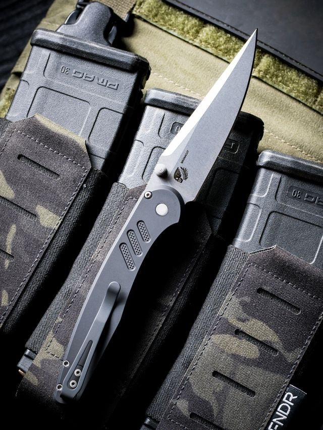 Pro-Tech PN1101 Peace Neighbor Designed Avalon Stonewashed Magnacut Knurled Aluminum Handle
