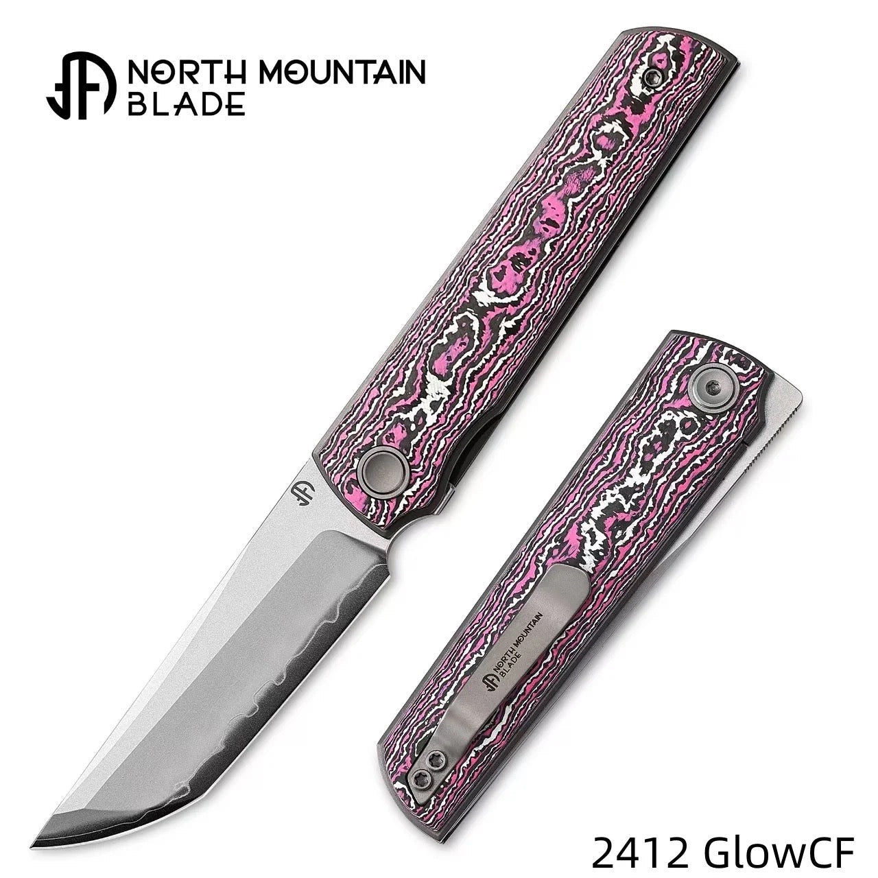 North Mountain Blade Chop 4 2412-GlowCF SLD-Magic Tanto Blade Fluorescent Carbon Fiber Handles