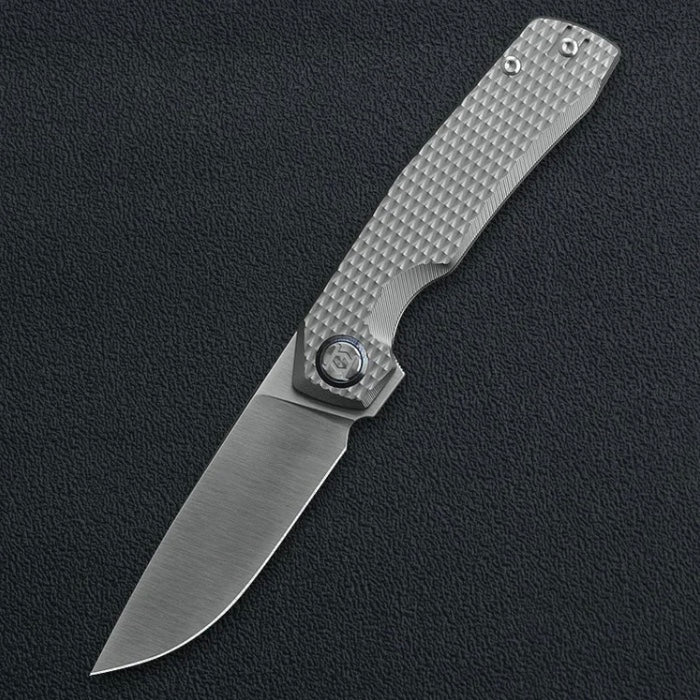 Kunwu TAO II K703T-1, 3.35″ Satin Vanax Blade, Titanium Handle, Frame Lock