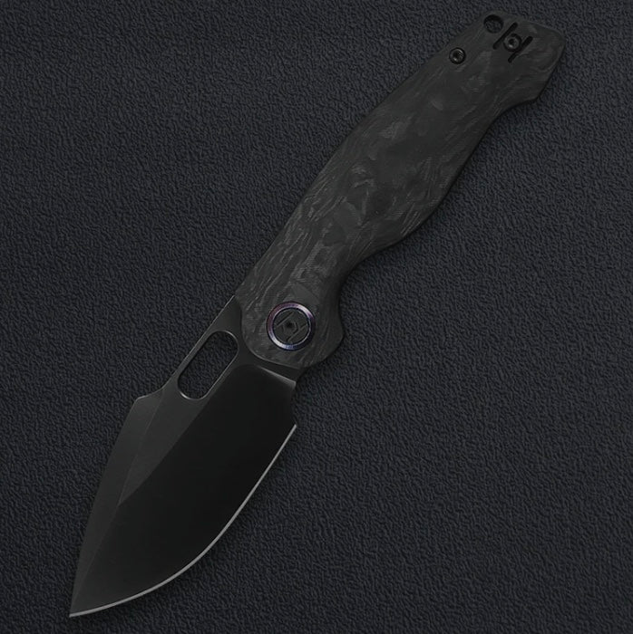 Kunwu Gringo B712-CF-4, 3.62″ DLC ELMAX Blade, Carbon Fiber, Verta Lock, view 2