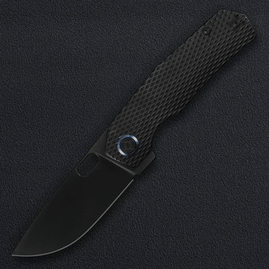 Kunwu TAO III K703L-T4D, 3.50″ DLC Vanax Blade, Diamond Titanium, Frame Lock