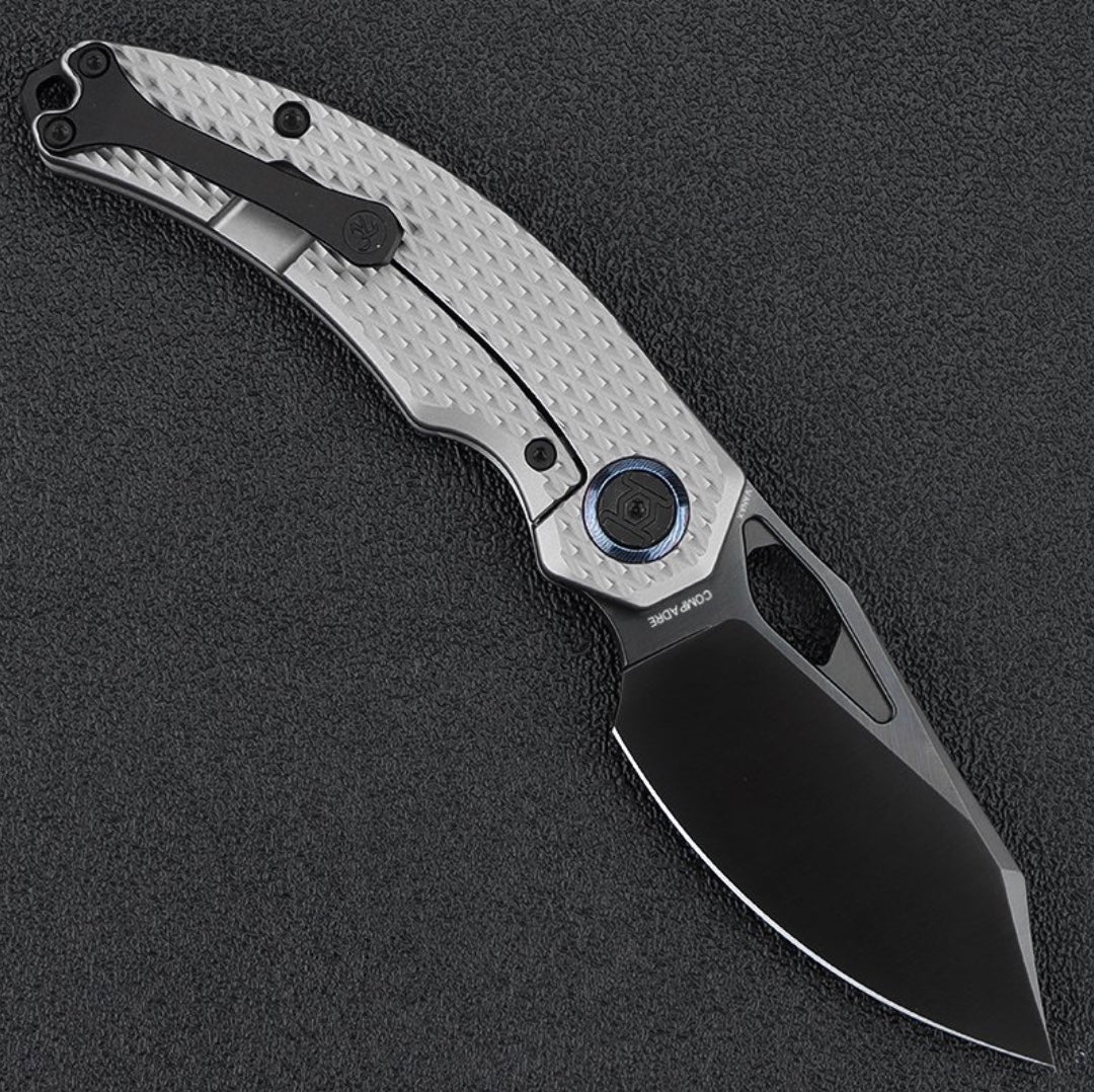 Kunwu Compadre K706C-T4, 2.95″ Beadblast DLC Vanax Blade, Titanium Handle, Frame Lock, view 2