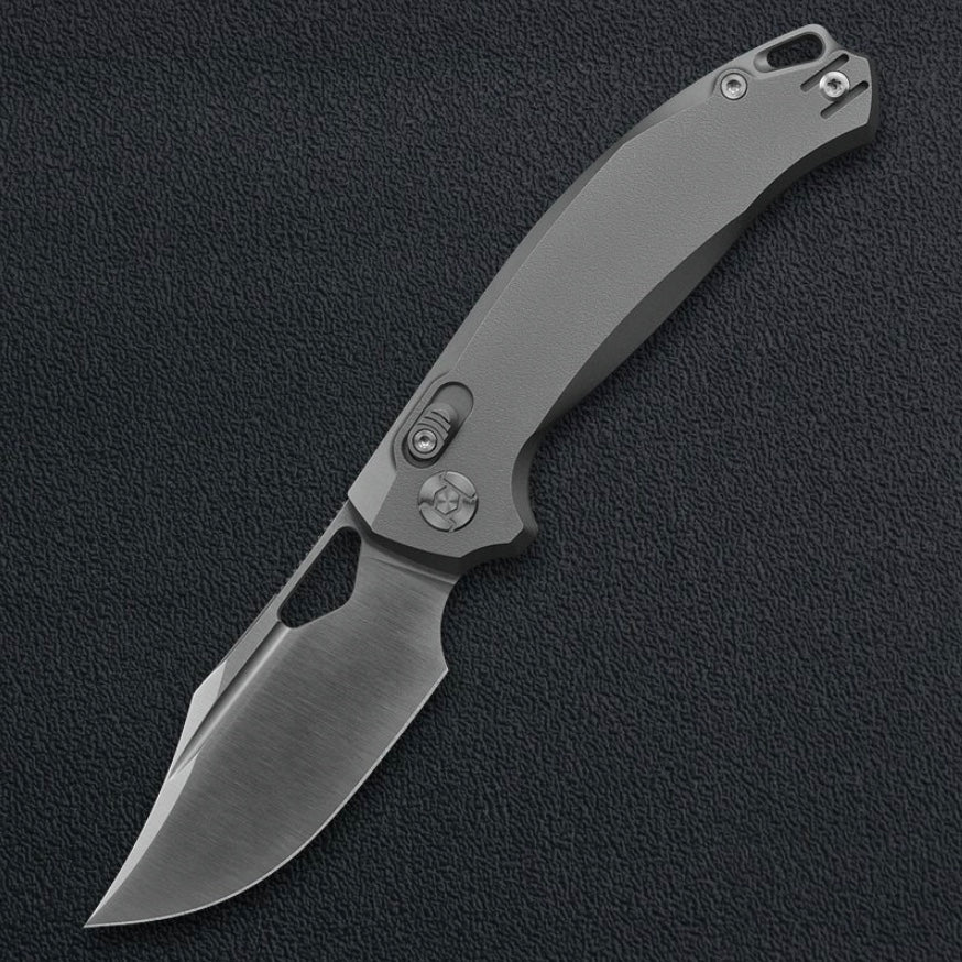 Kunwu Django X707T-2, 3.19″ Beadblast Satin ELMAX Blade, Titanium Handle, Frame Lock