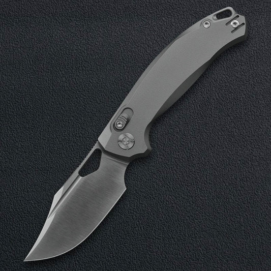 Kunwu Django X707T-2, 3.19″ Beadblast Satin ELMAX Blade, Titanium Handle, Frame Lock