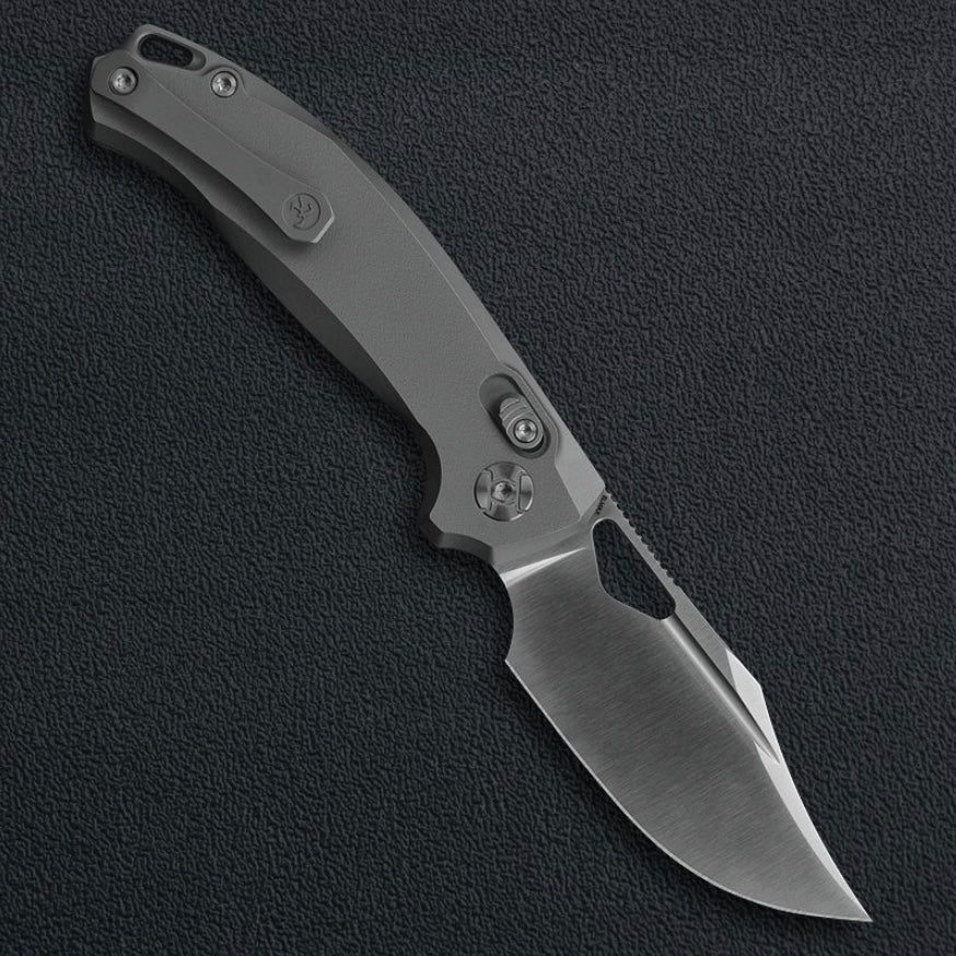 Kunwu Django X707T-2, 3.19″ Beadblast Satin ELMAX Blade, Titanium Handle, Frame Lock, view 2