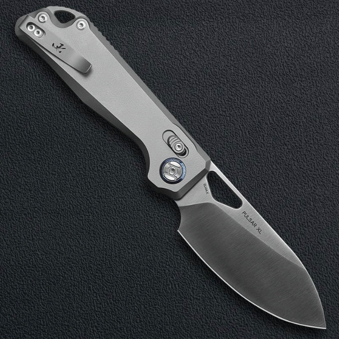 Kunwu Pulsar XL X705XL-T2, 3.88″ Satin ELMAX Blade, Titanium, XT Lock, view 2