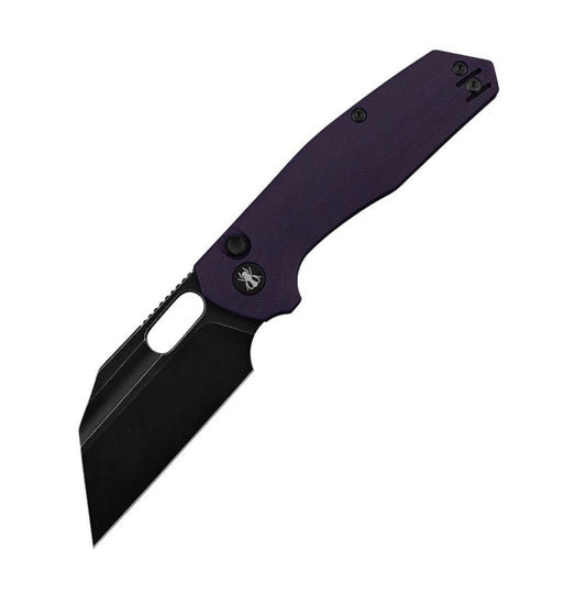 Ironfly Yolo Button Lock 3.38in 14C28N Blade Purple G10 Handles VF02-PL