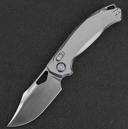 Kunwu Django XL X707XLT-2, 3.70″ Beadblast Satin ELMAX Blade, Titanium Handle, Frame Lock