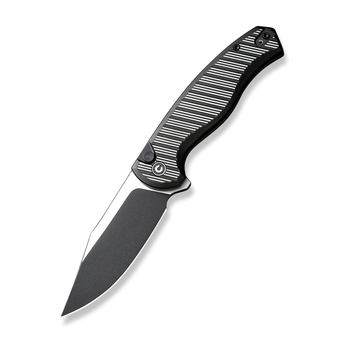 Civivi Stormhowl Folding Knife 3.3in Nitro-V Steel Blade Milled Black Aluminum Handles - C23040B-1