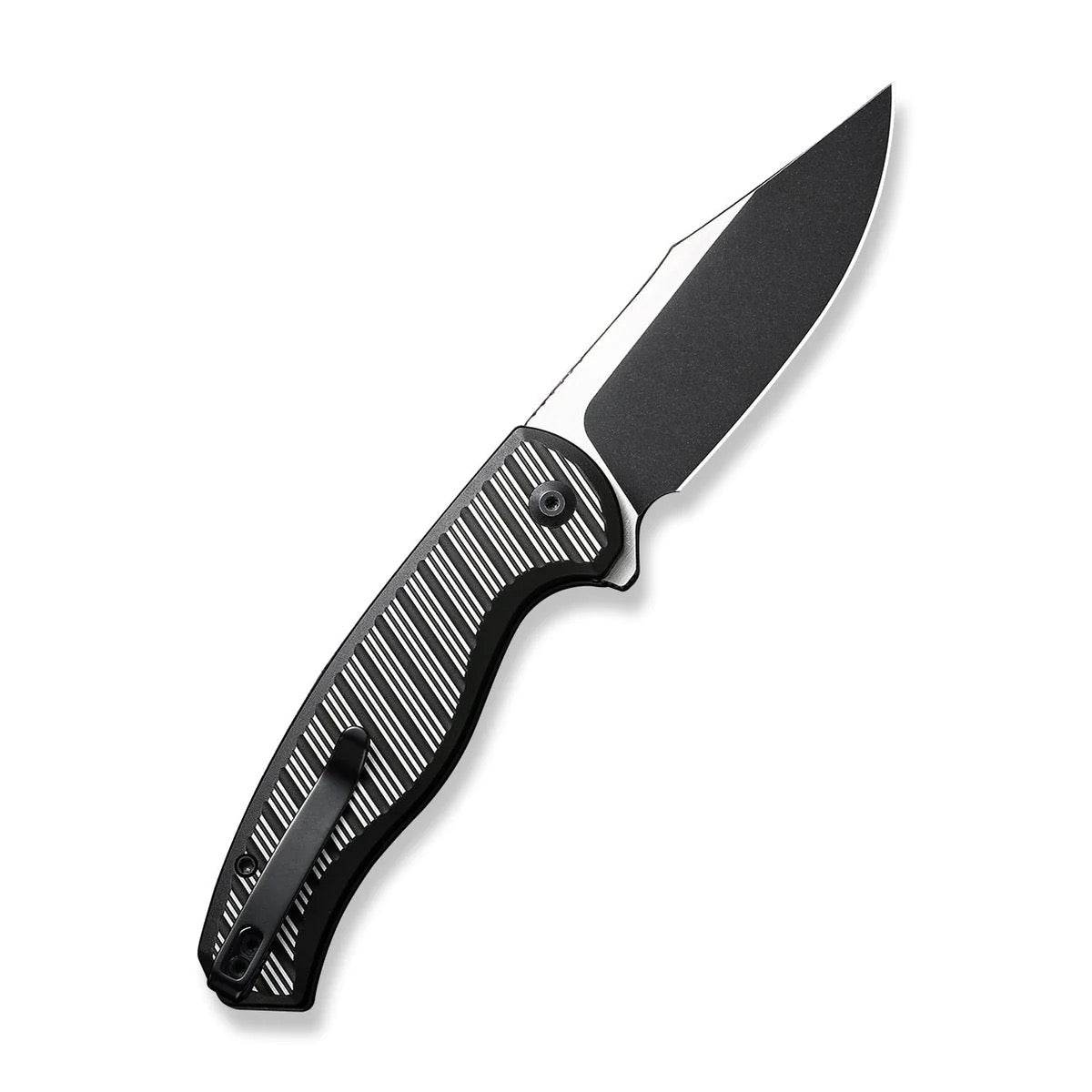 Civivi Stormhowl Folding Knife 3.3in Nitro-V Steel Blade Milled Black Aluminum Handles - C23040B-1