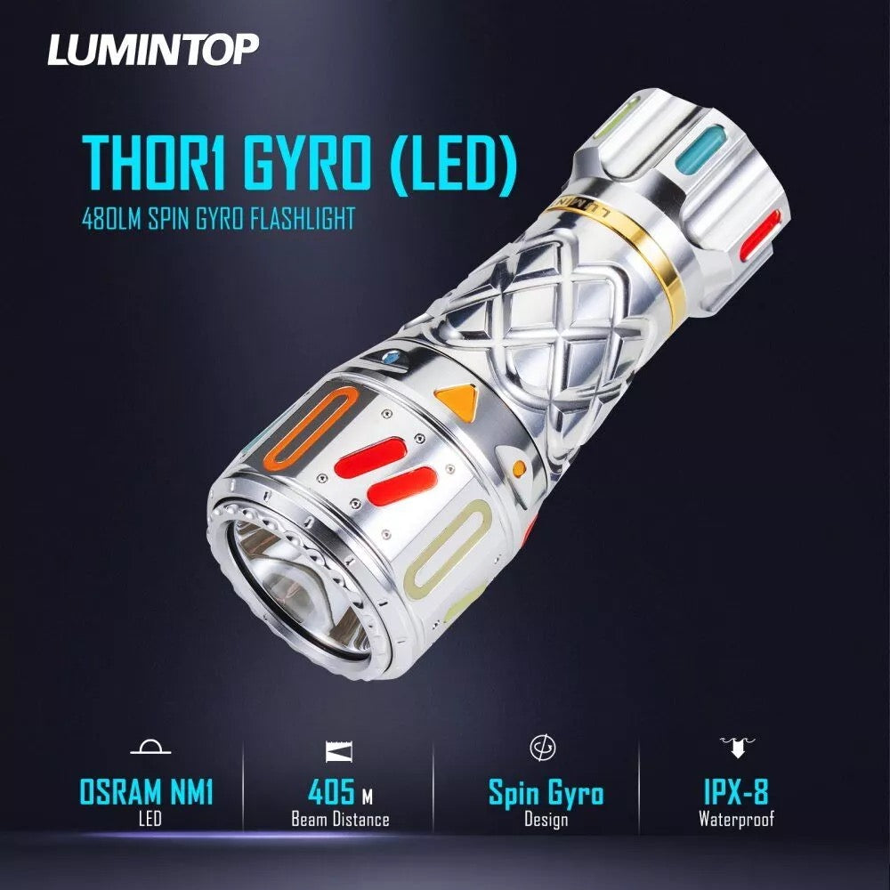 Lumintop Thor 1 Gyro 480 Lumen LED Flashlight w/ Turbo Glow Bars