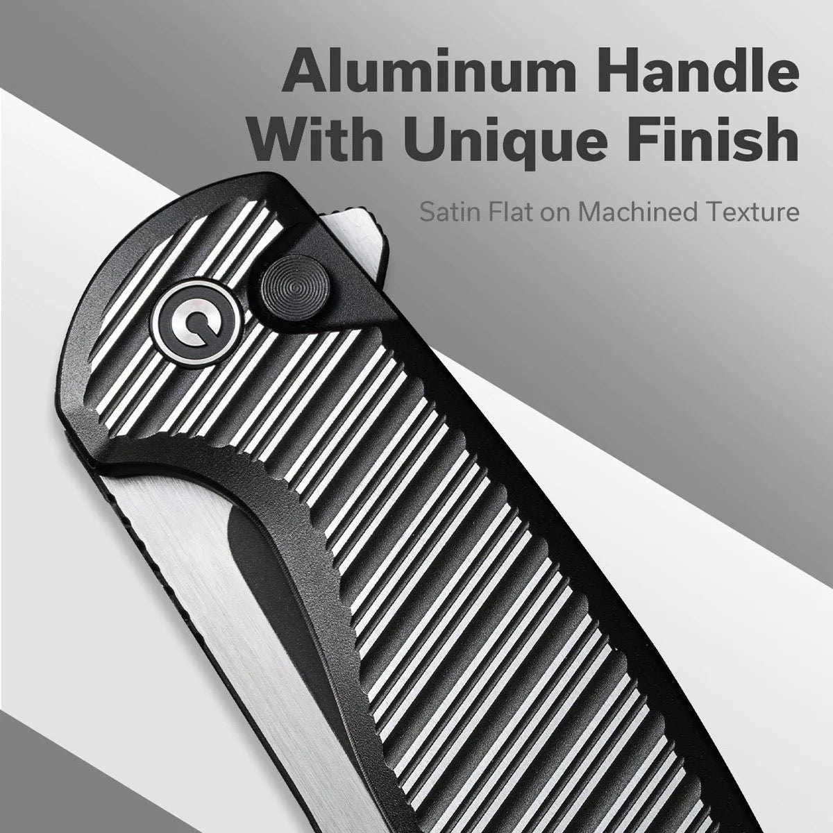 Civivi Stormhowl Folding Knife 3.3in Nitro-V Steel Blade Milled Black Aluminum Handles - C23040B-1