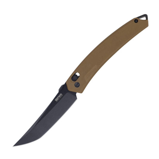 SRM 9211-GW Folding Knife Black 3.57in 8Cr13MoV Steel Blade Brown G10 Handles