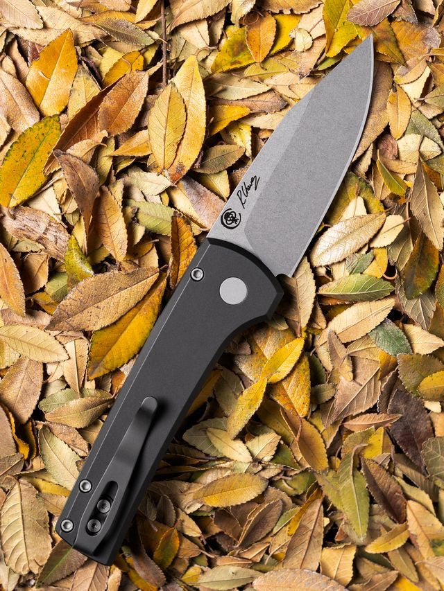 Pro-Tech Ramon Chavez Designed Scapegoat Stonewashed MagnaMax Black Aluminum Handle