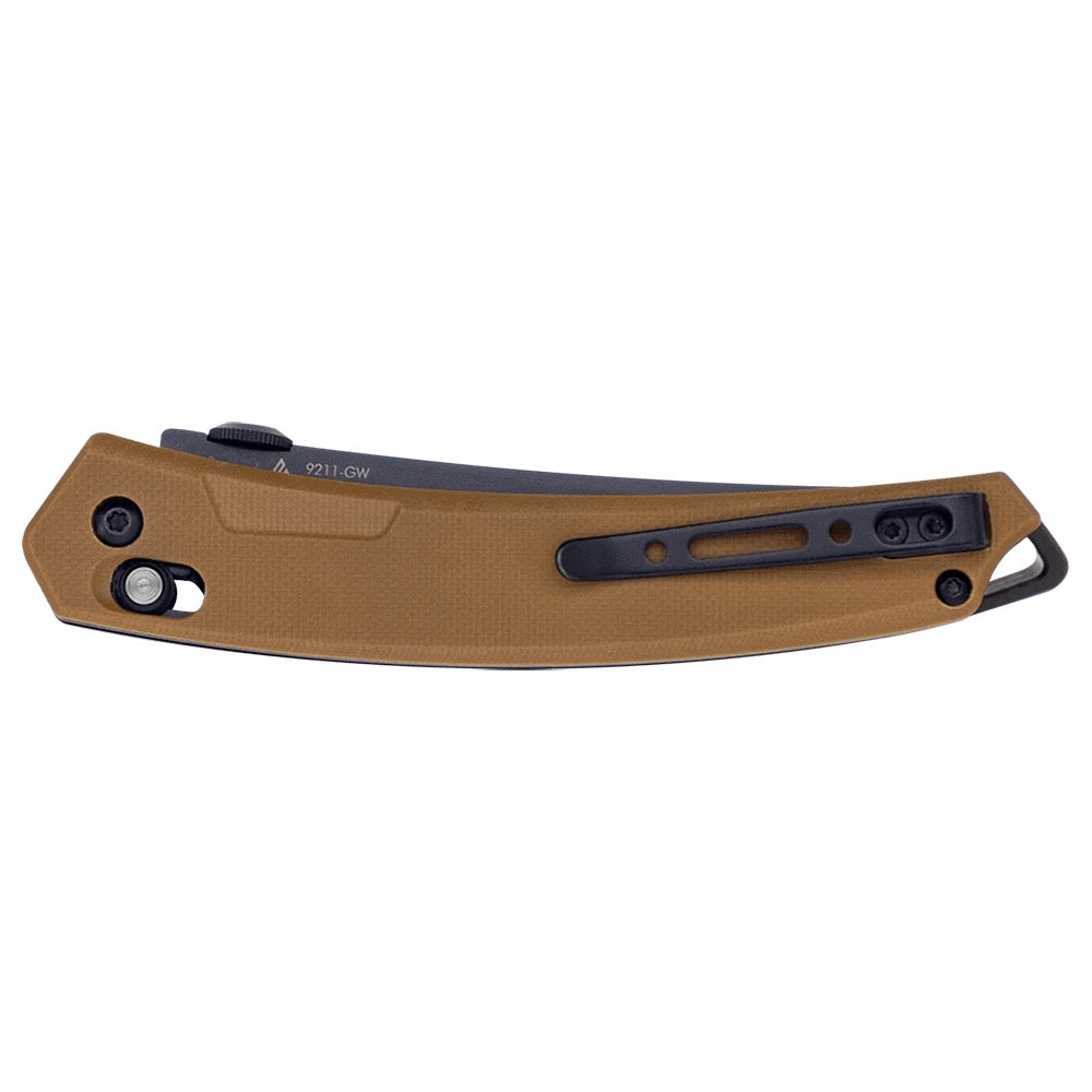 SRM 9211-GW Folding Knife Black 3.57in 8Cr13MoV Steel Blade Brown G10 Handles