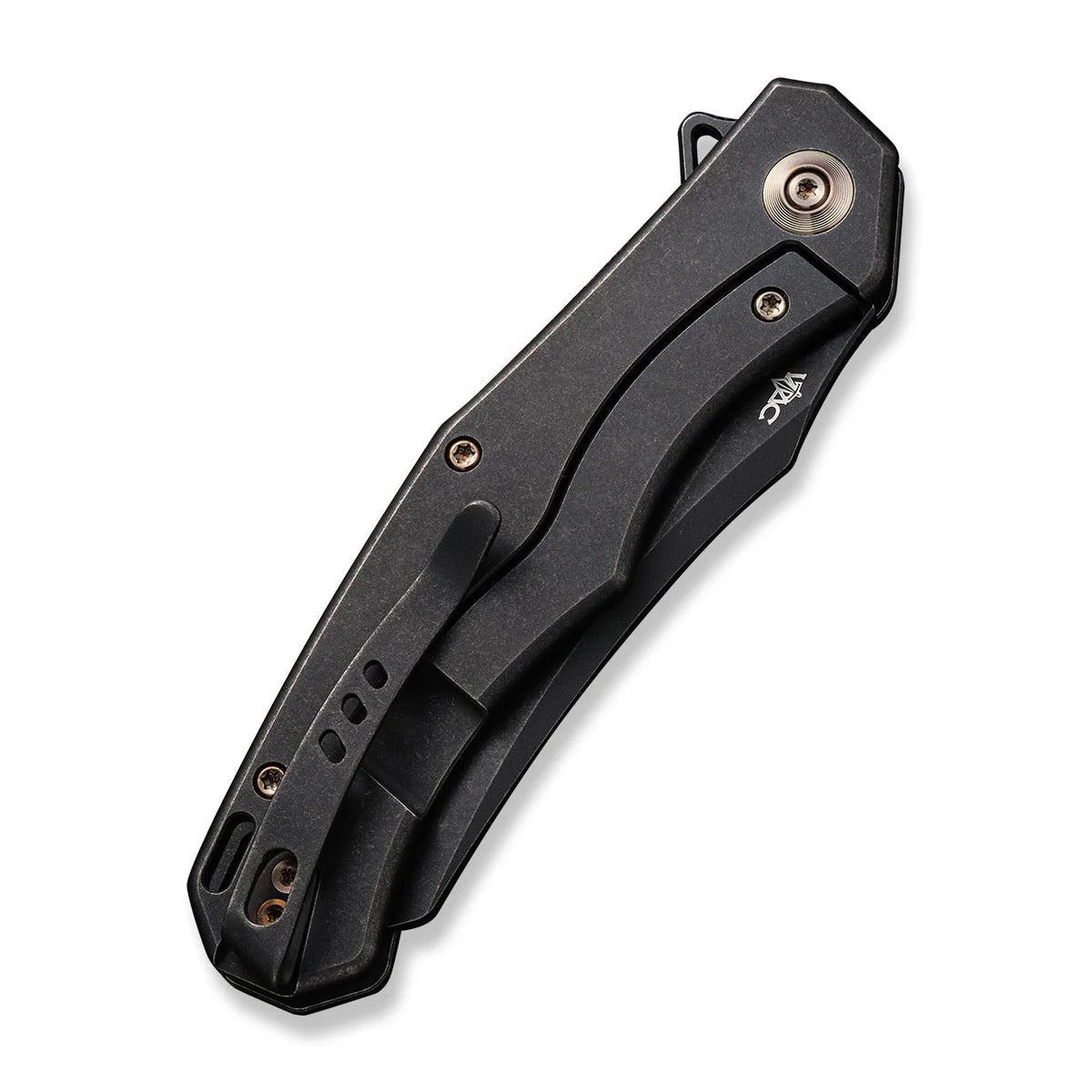 WE Knife RekkeR 3.61in CPM 20CV Reverse Tanto Blade Black Textured Titanium Handles (WE22010G-1)
