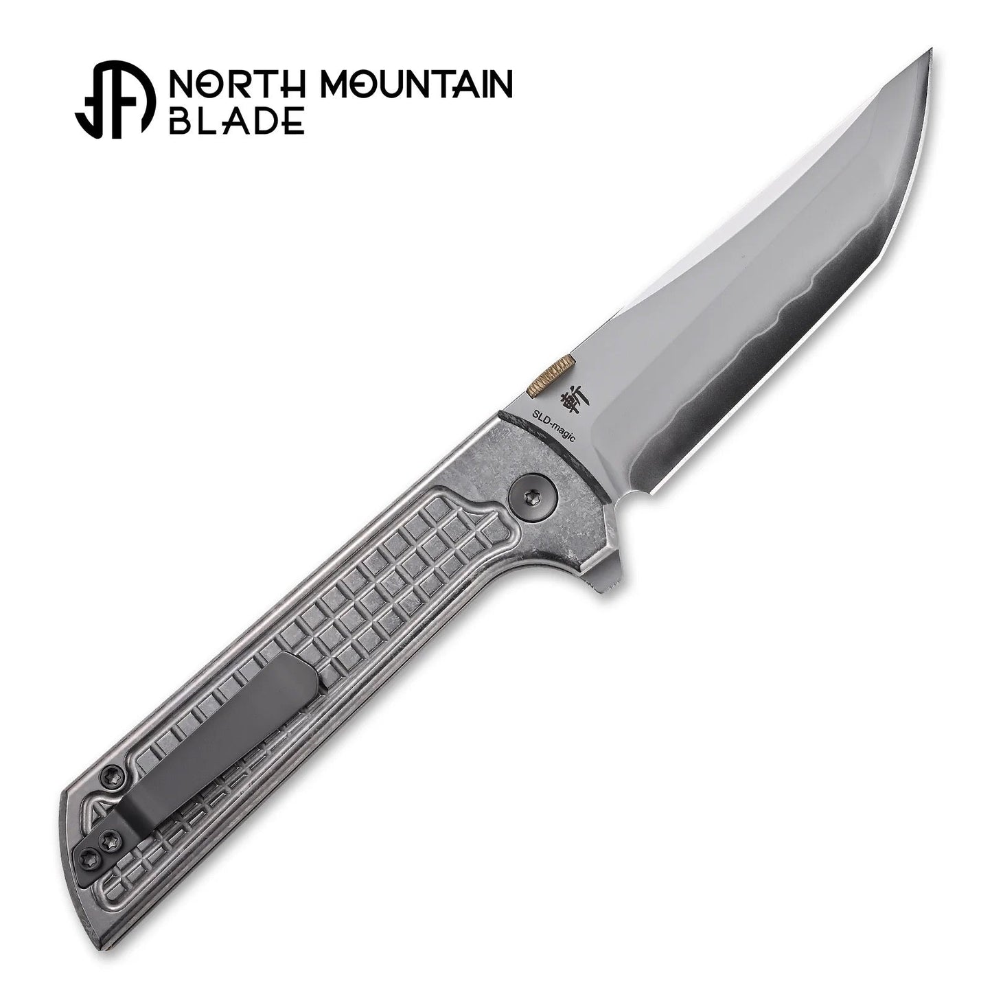 North Mountain Blade CHOP2 2406-ICE-G-SL ice grid silver folding knife detail