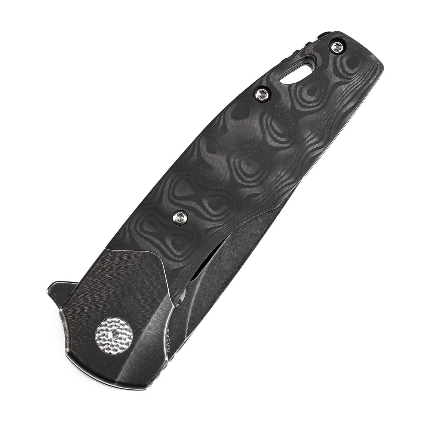 Kansept Cassowary 2.9" CPM S35VN Black Stonewashed Blade Black Stonewashed Titanium & 80s Camo Carbon Fiber Handles - K2065B3