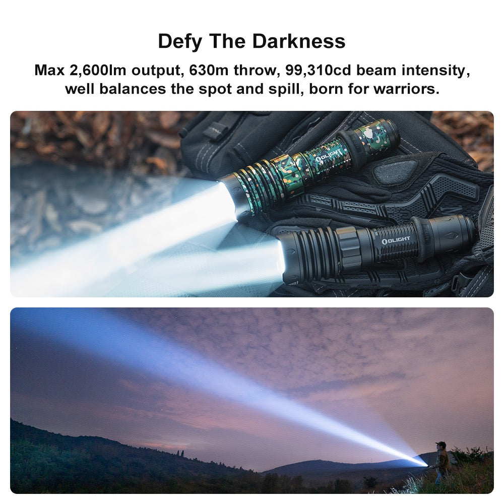 Olight Warrior X 4 2600 Lumen Tactical USB-C Rechargeable Flashlight Holster Included - Flat Dark Earth