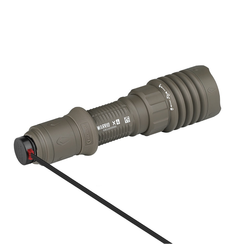 Olight Warrior X 4 2600 Lumen Tactical USB-C Rechargeable Flashlight Holster Included - Flat Dark Earth