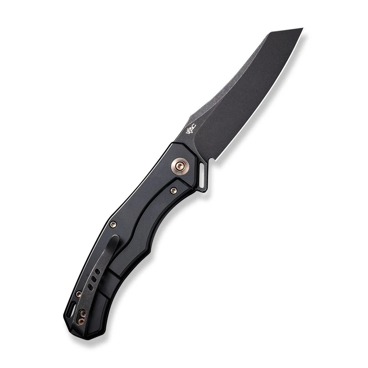 WE Knife RekkeR 3.61in CPM 20CV Reverse Tanto Blade Golden/Black Titanium Handles (WE22010G-3)