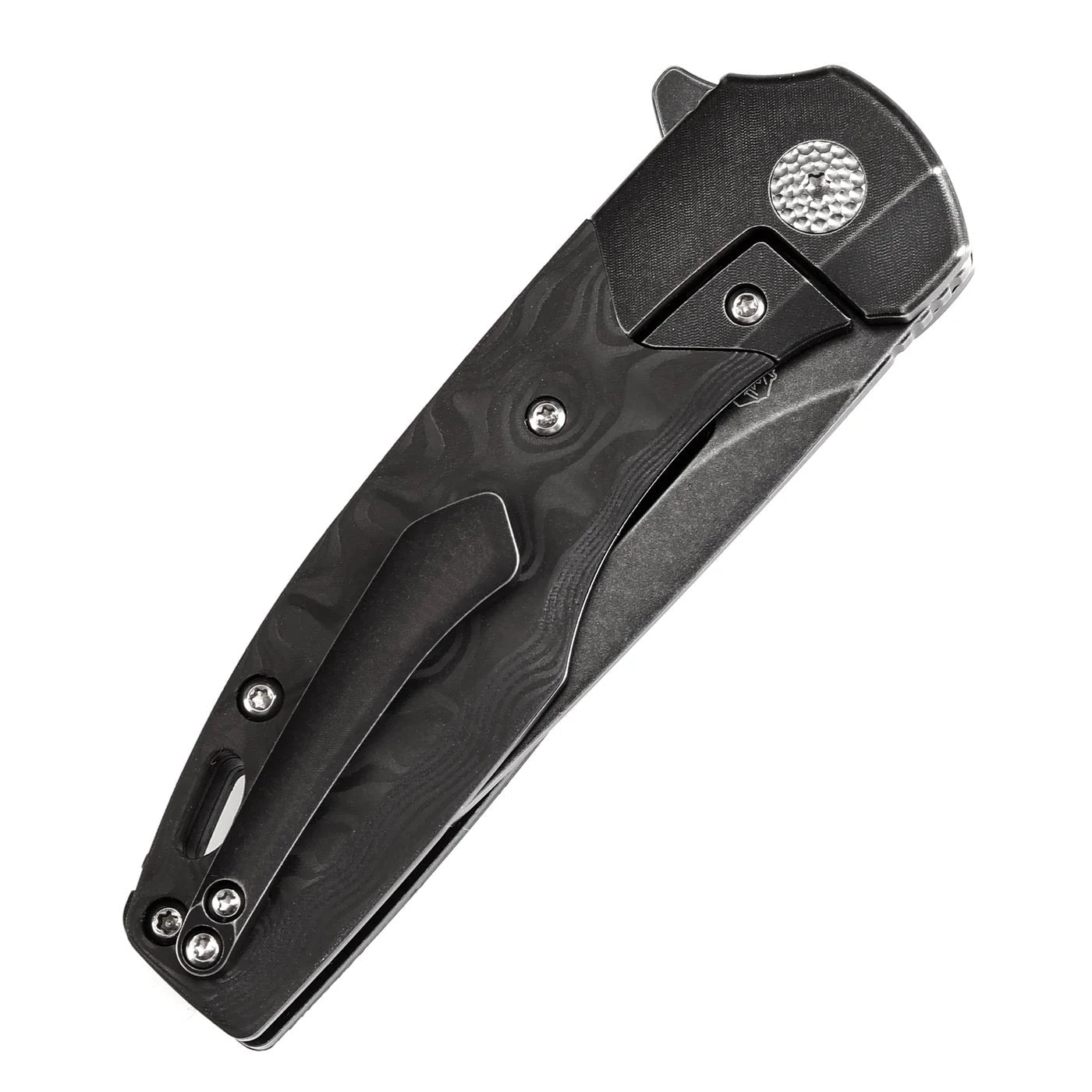 Kansept Cassowary 2.9" CPM S35VN Black Stonewashed Blade Black Stonewashed Titanium & 80s Camo Carbon Fiber Handles - K2065B3